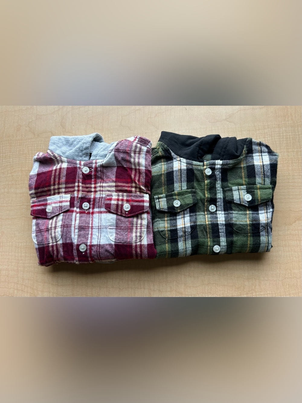 LOT OF 2 Wonder Nation Toddler Boys Hooded Plaid Flannel Shirts Size 4T - EUC